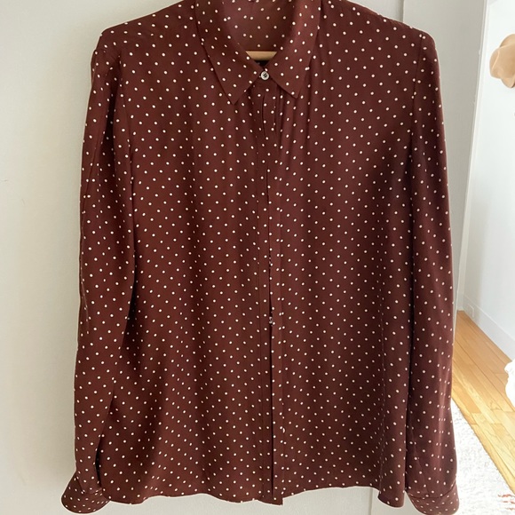FRAME Silk blouse with placket hidden buttons, back placket down the back S-L - Picture 6 of 11